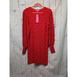 Lilly‎ Pulitzer Dress Womens XL Ruby Red Kippa Pom-Pom Sweater Knit New